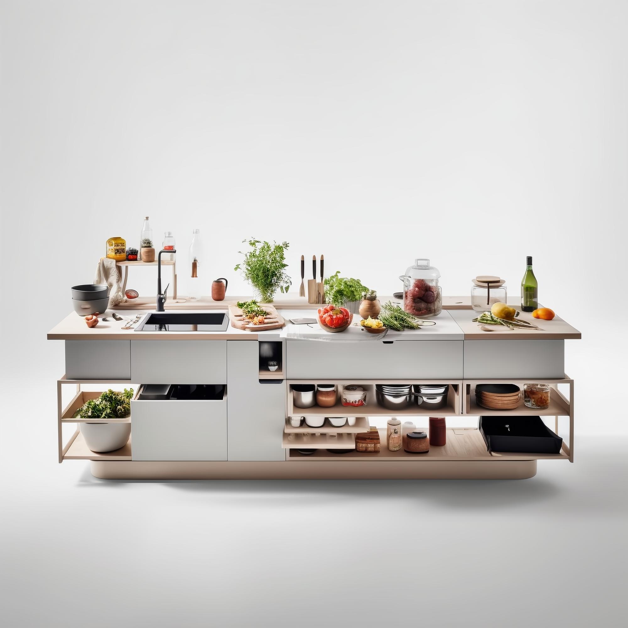 Cucina di laboratorio con stoviglie moderne